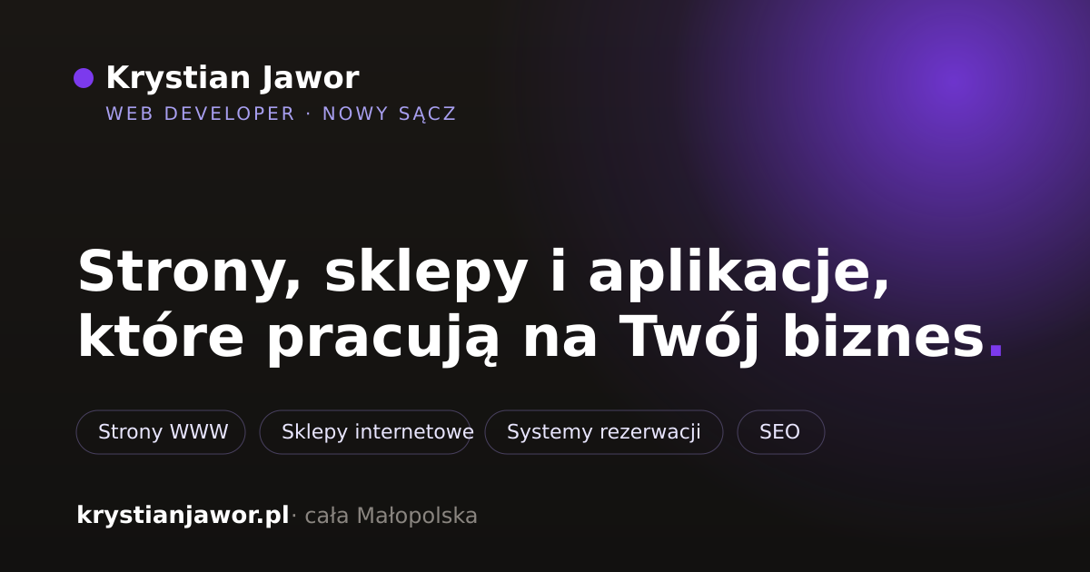 krystianjawor.pl — strona i narzędzia web developera z Nowego Sącza